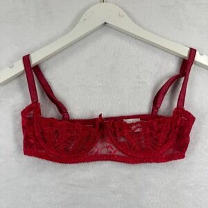 Empire Intimates Red Lace Underwire Bra Vintage Style 4108 Made in USA Sz 36